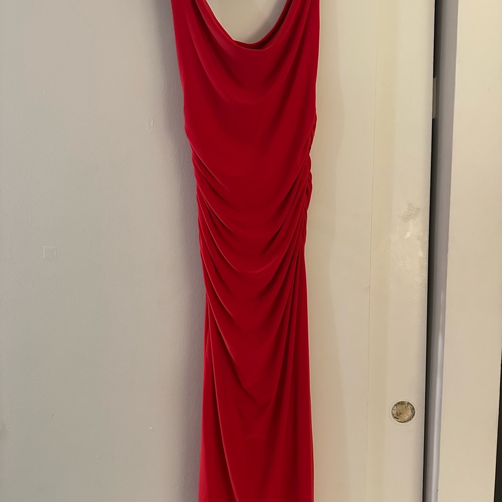 ZARA Red Scrunched Long Dress